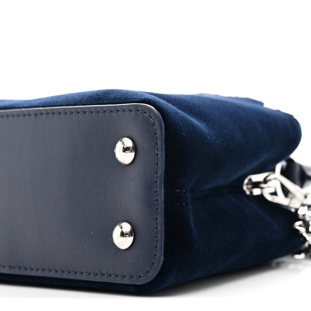 Louis Vuitton Velvet Crystal Capucines Mini Midnight Blue