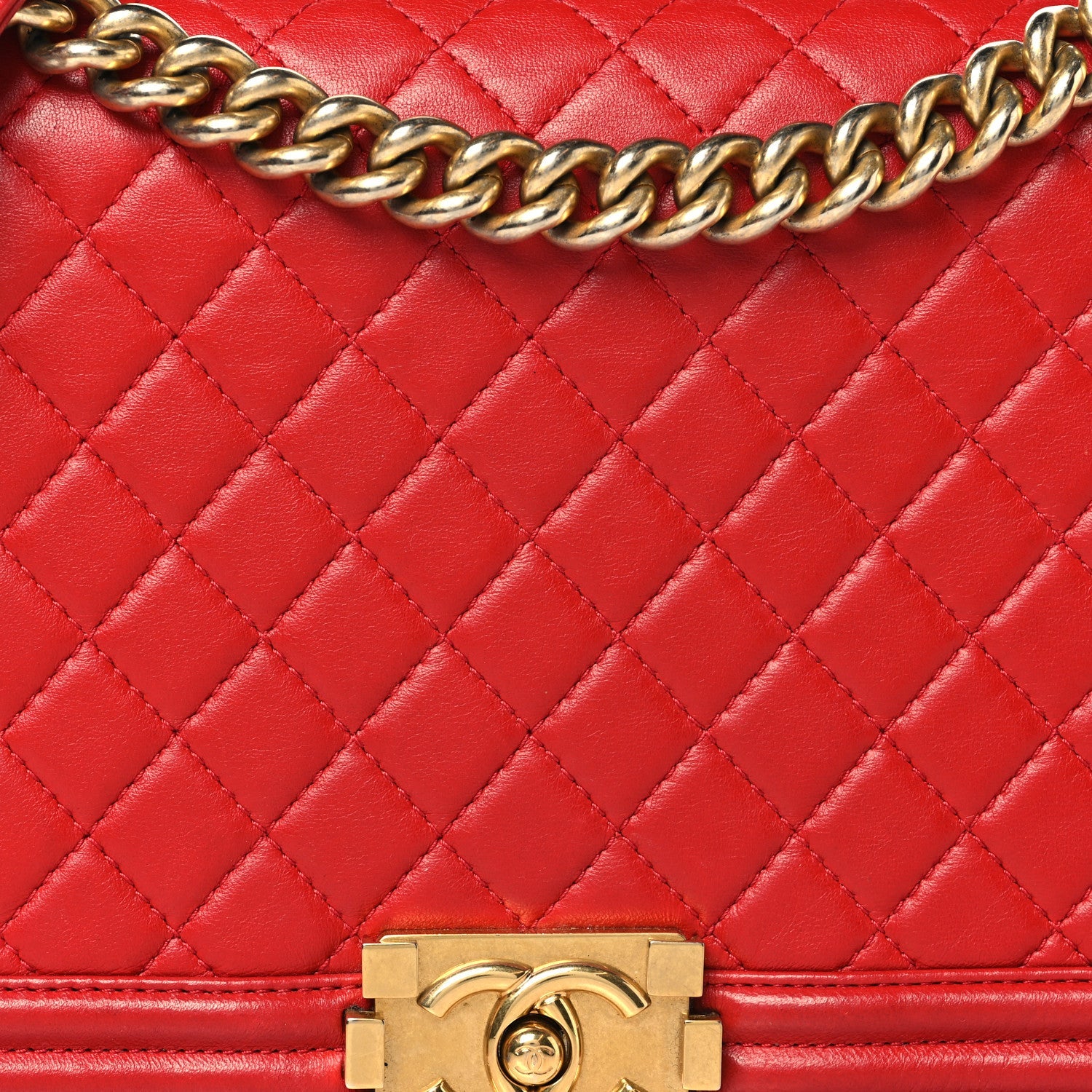 Chanel Lambskin Quilted New Medium Boy Flap Red