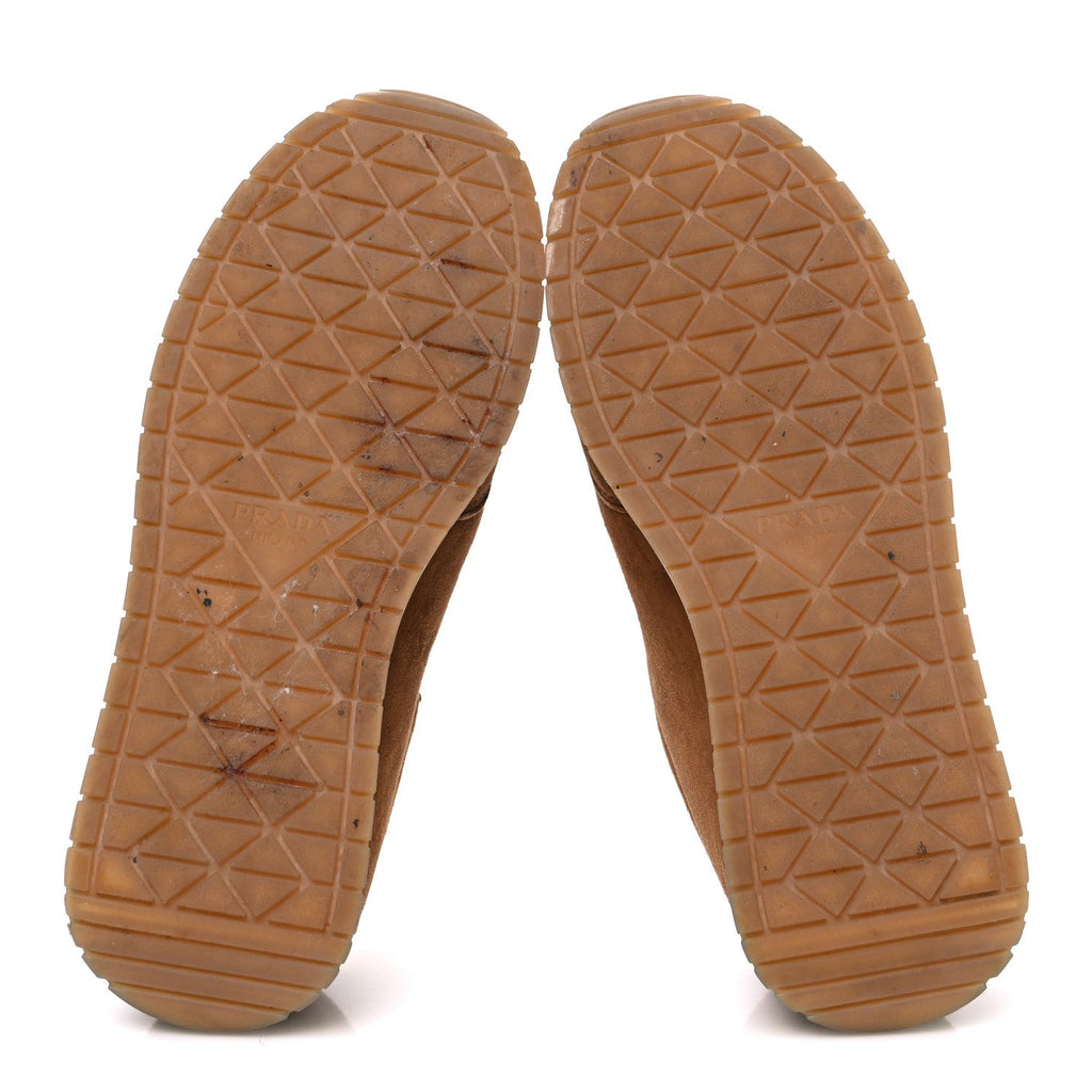 Prada Suede Logo Womens Low Top Sneakers 36.5 Cocoa Brown