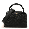 Louis Vuitton Lambskin Quilted Flower Capucines PM Black