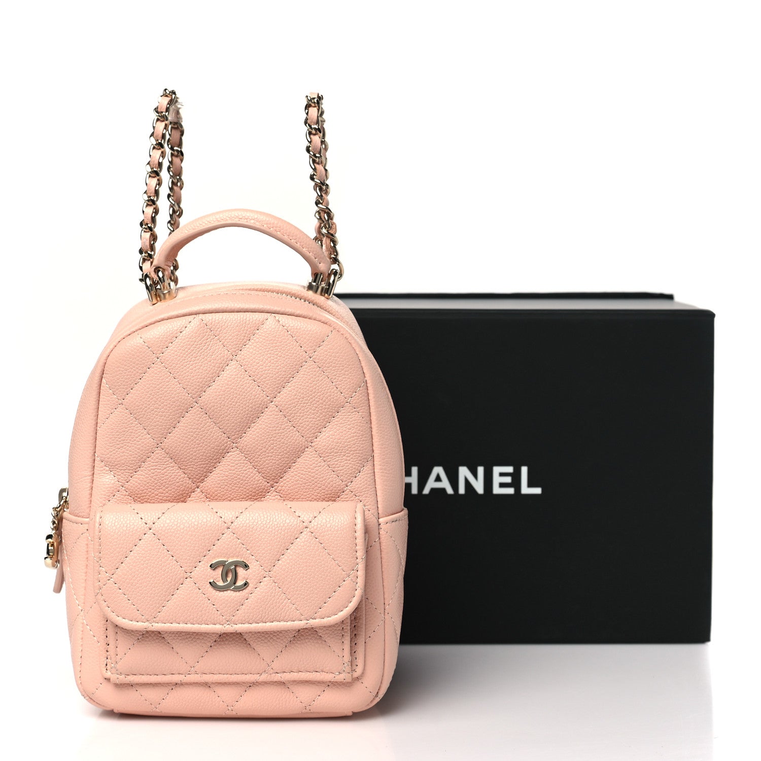 Chanel Caviar Quilted CC Mini Classic Backpack Light Pink