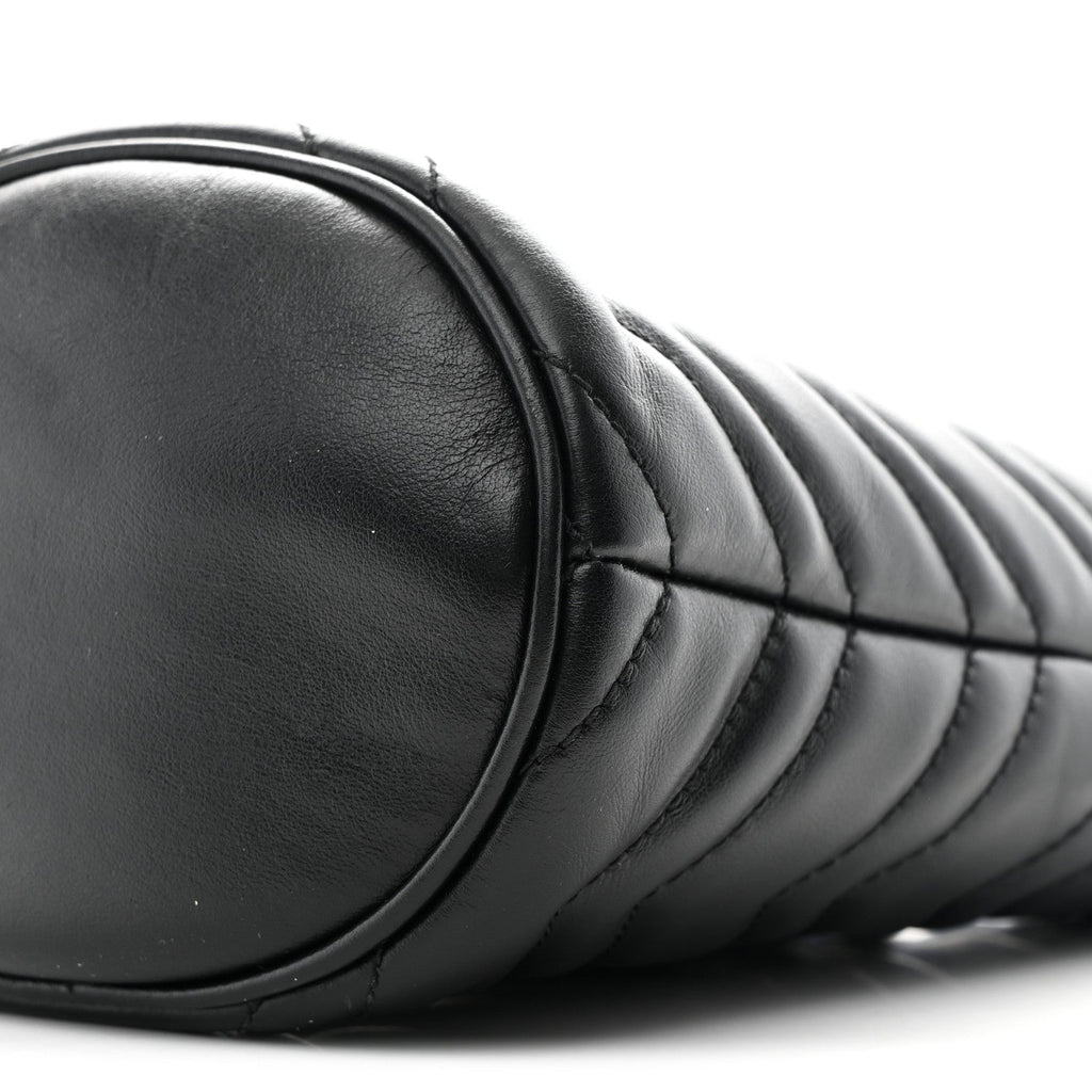 Gucci Calfskin Matelasse Mini GG Marmont 2.0 Bucket Bag Black