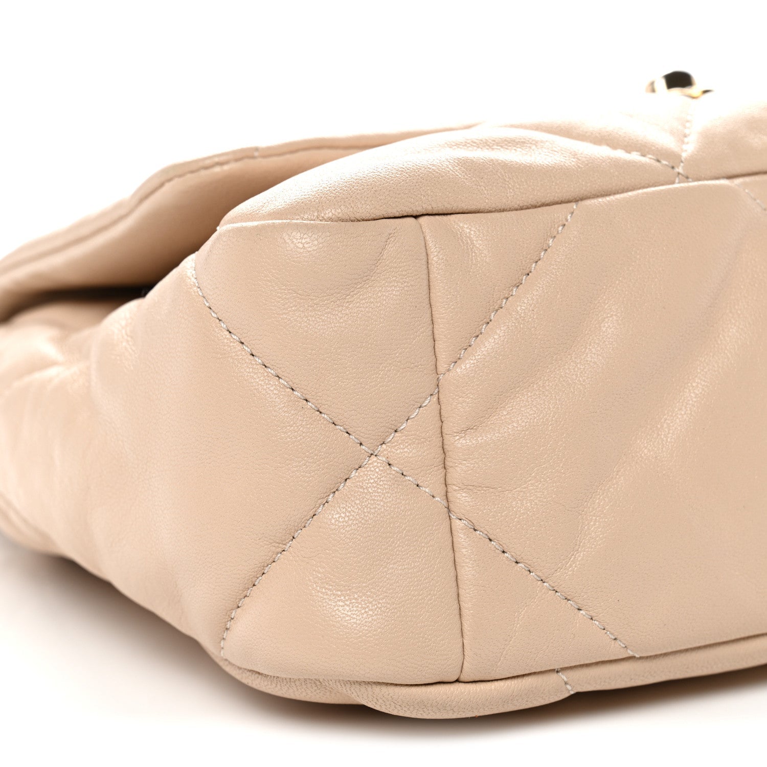 Chanel Lambskin Quilted Medium Chanel 19 Flap Beige