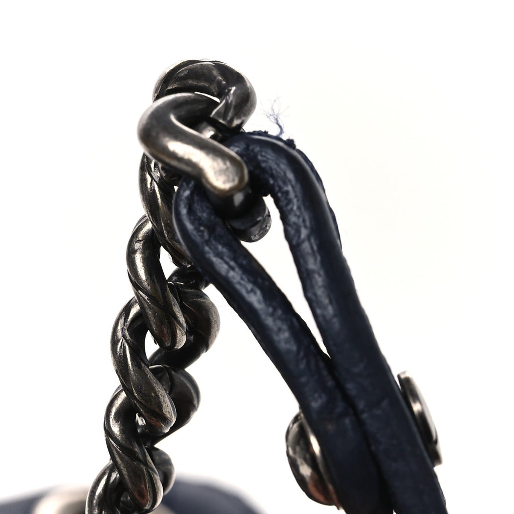 Chanel Calfskin Stitch CC Small Flap Navy Blue