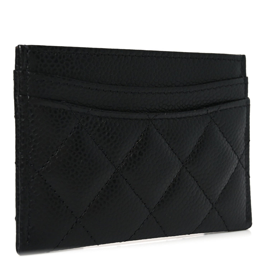 Caviar Quilted Card Holder Black