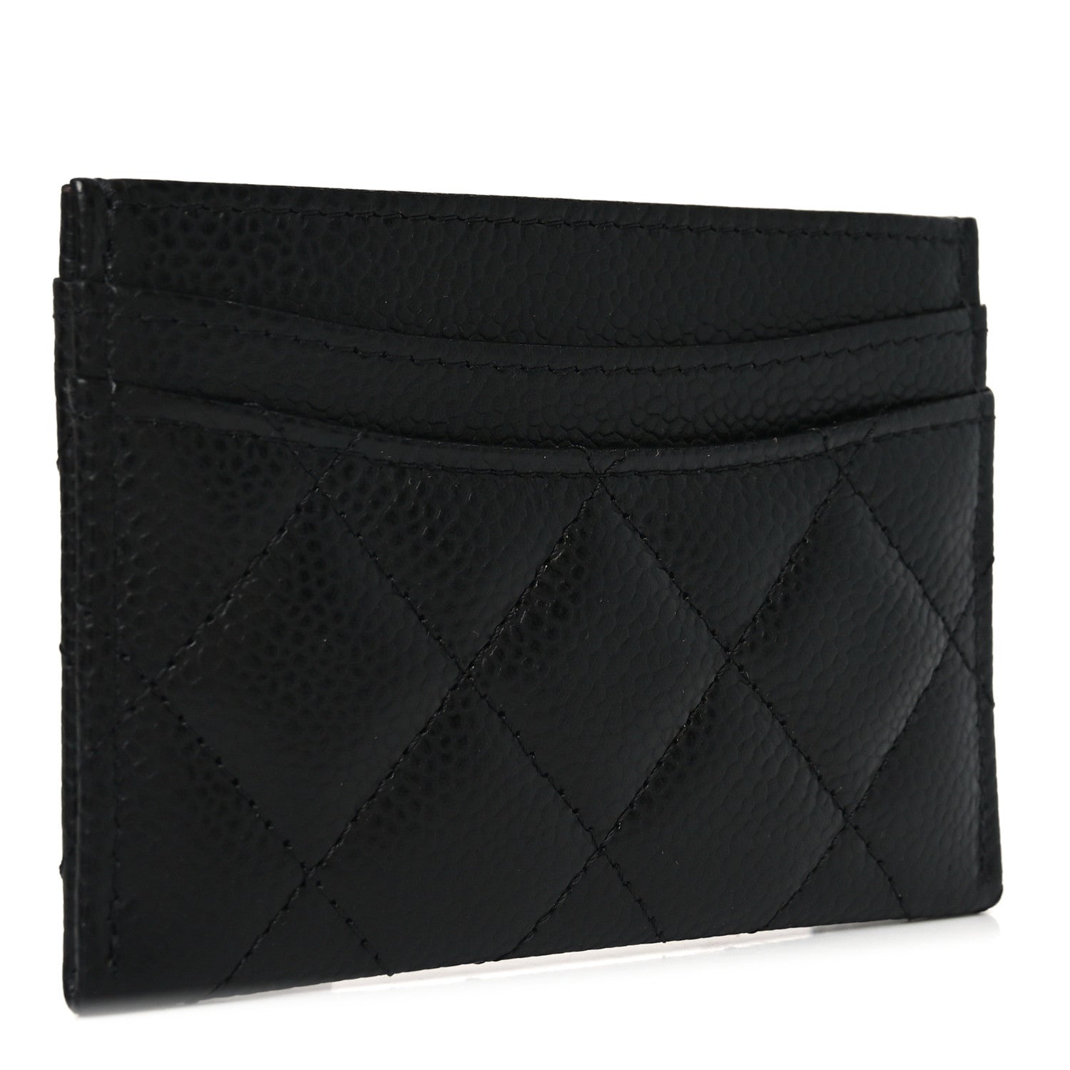 Caviar Quilted Card Holder Black