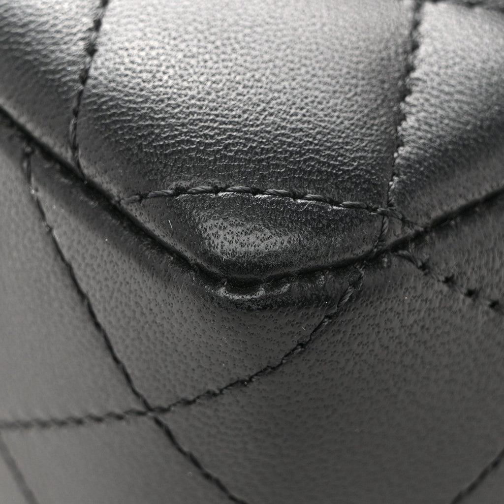 Chanel Lambskin Quilted Mini Rectangular Flap Black White