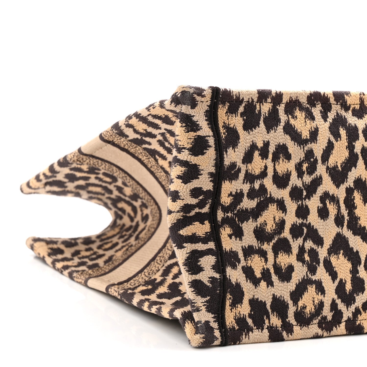 Christian Dior Canvas Mizza Embroidered Large Leopard Book Tote Beige