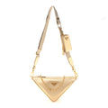 Prada Saffiano Lux Triangle Shoulder Bag Platino