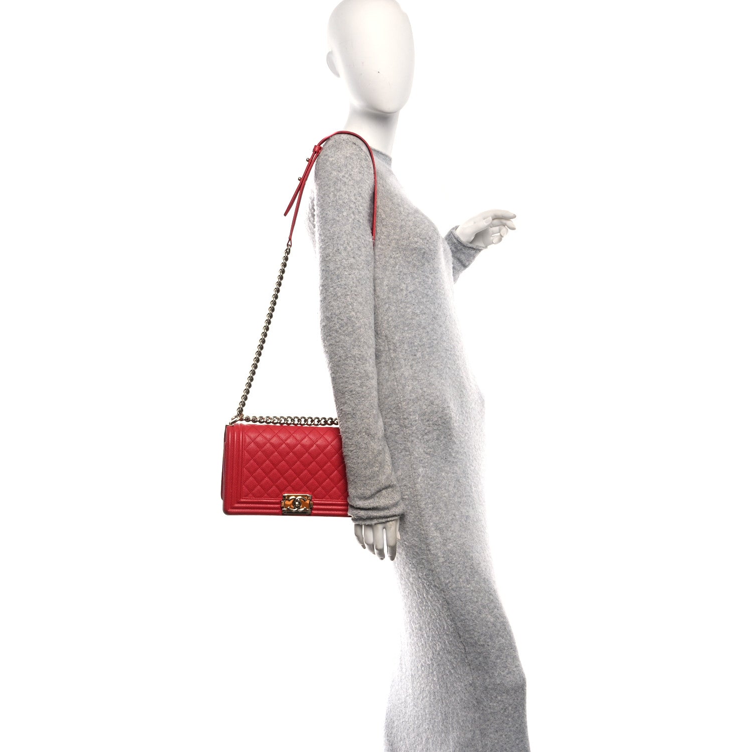 Chanel Caviar Quilted Medium Boy Flap Red