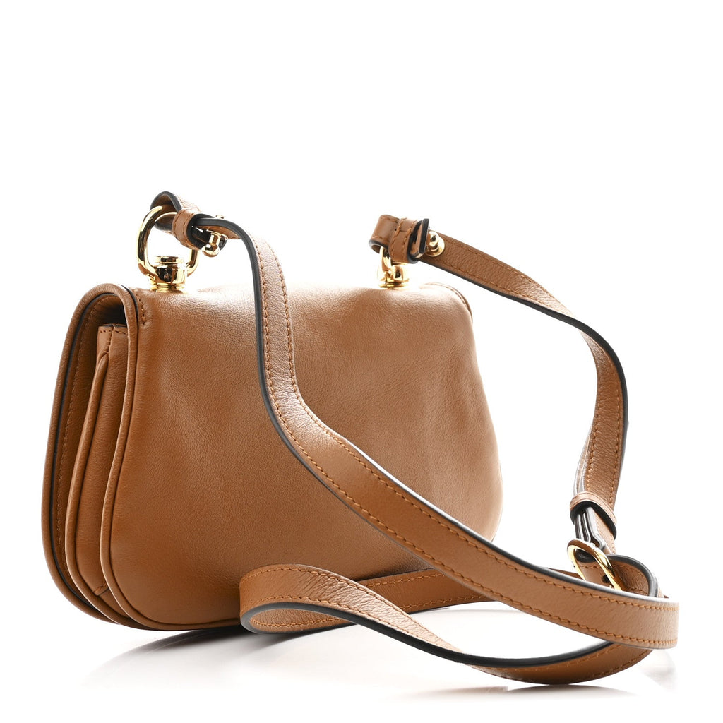 Gucci Roxy Calfskin Web Mini Blondie Shoulder Bag Cognac