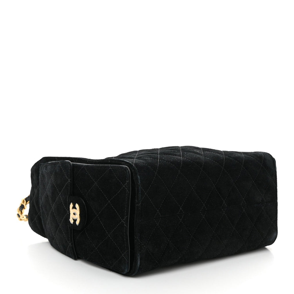 Chanel Suede Quilted Small Chanel 25 Handbag Black