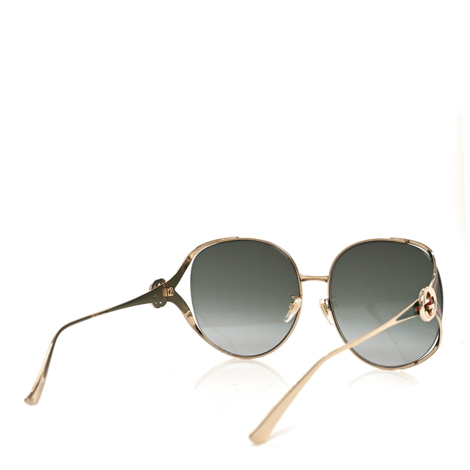 Gucci Metal Oversized Round Frame GG0225S Sunglasses Gold