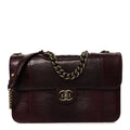 Chanel Lizard Lambskin Quilted Large Perfect Edge Flap Burgundy