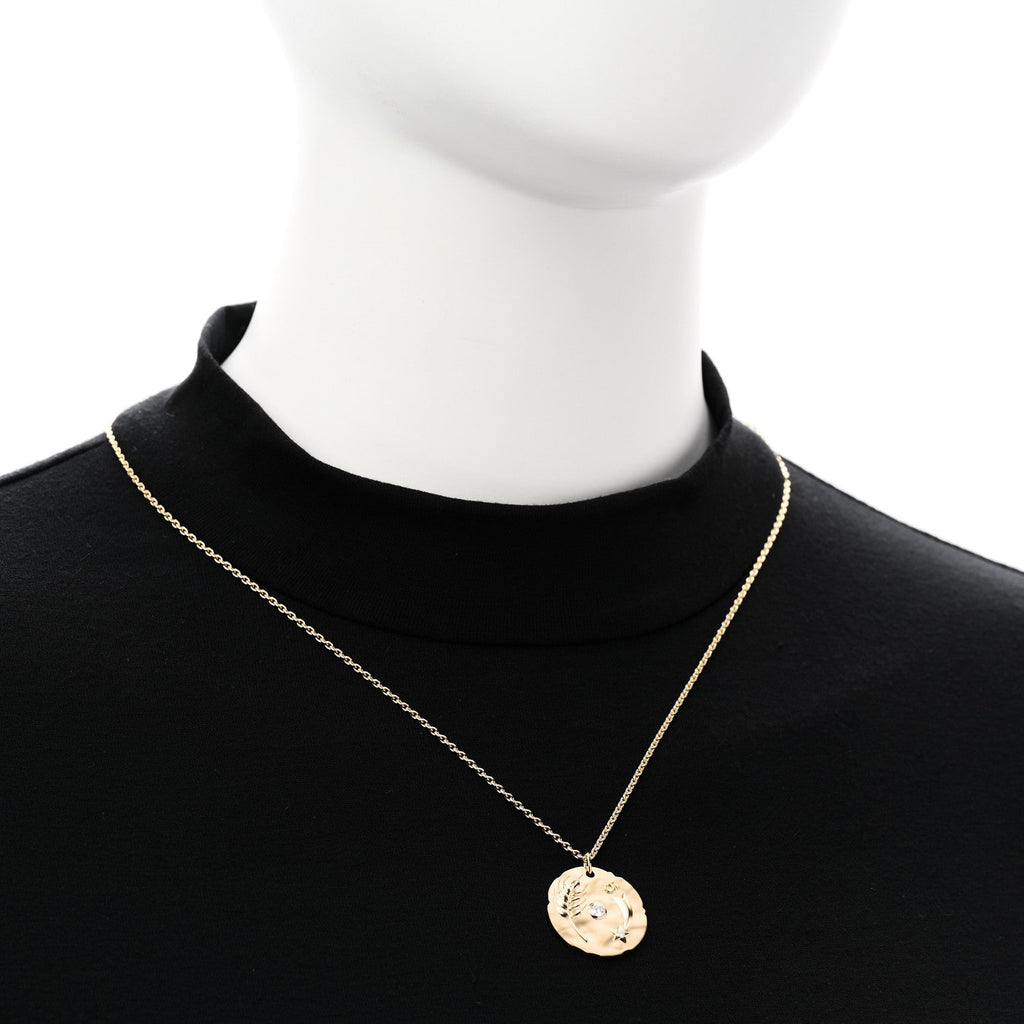 18K Yellow Gold Diamond Talismans Medal Pendant Necklace