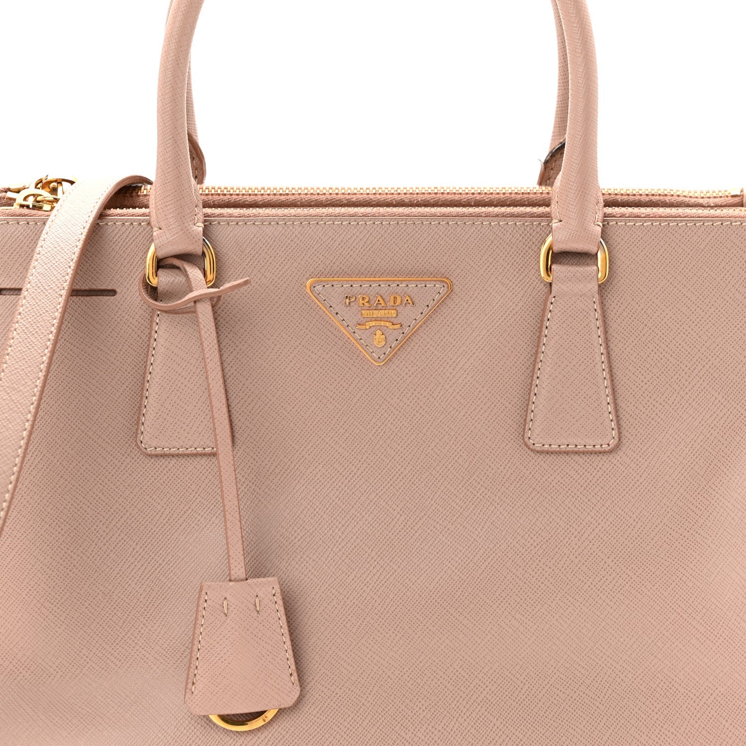 Prada Saffiano Small Galleria Double Zip Tote Cammeo