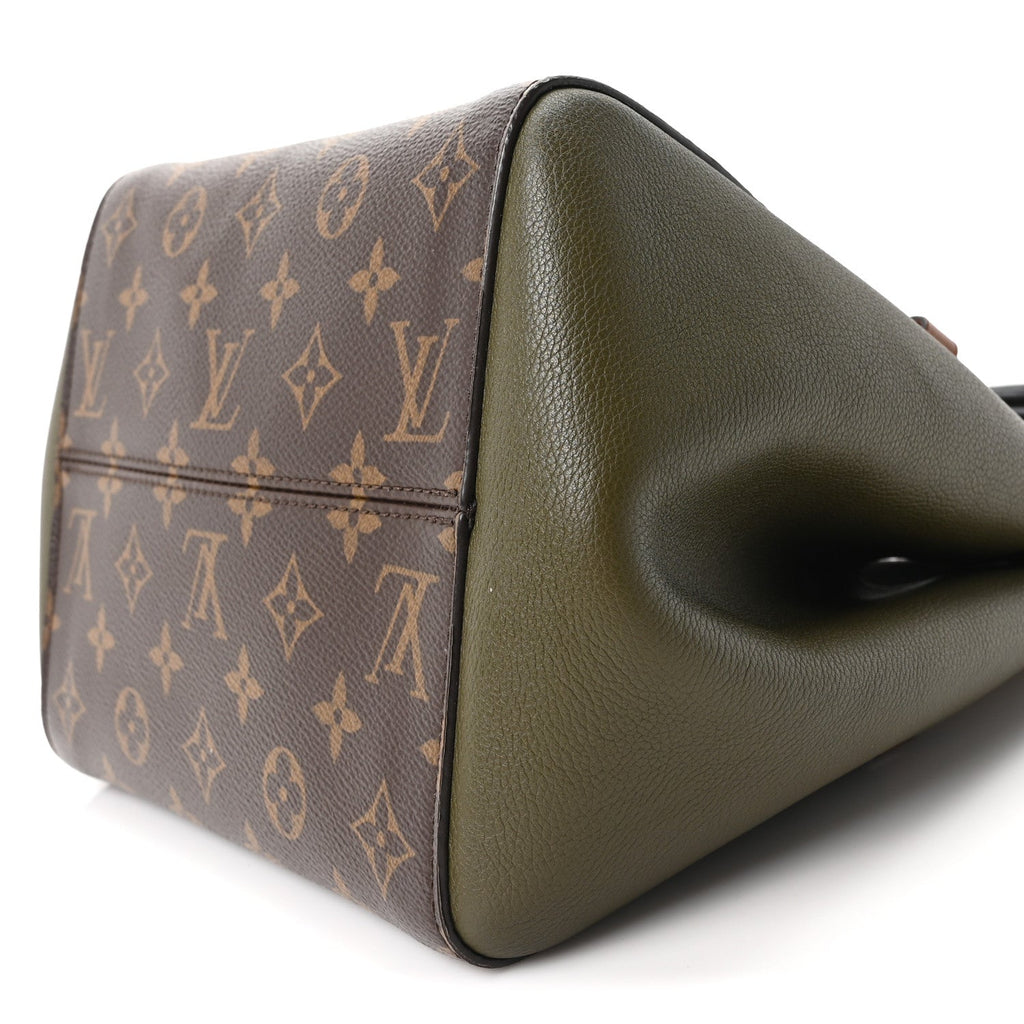 Louis Vuitton Calfskin Monogram Fold Tote Black Khaki Cream