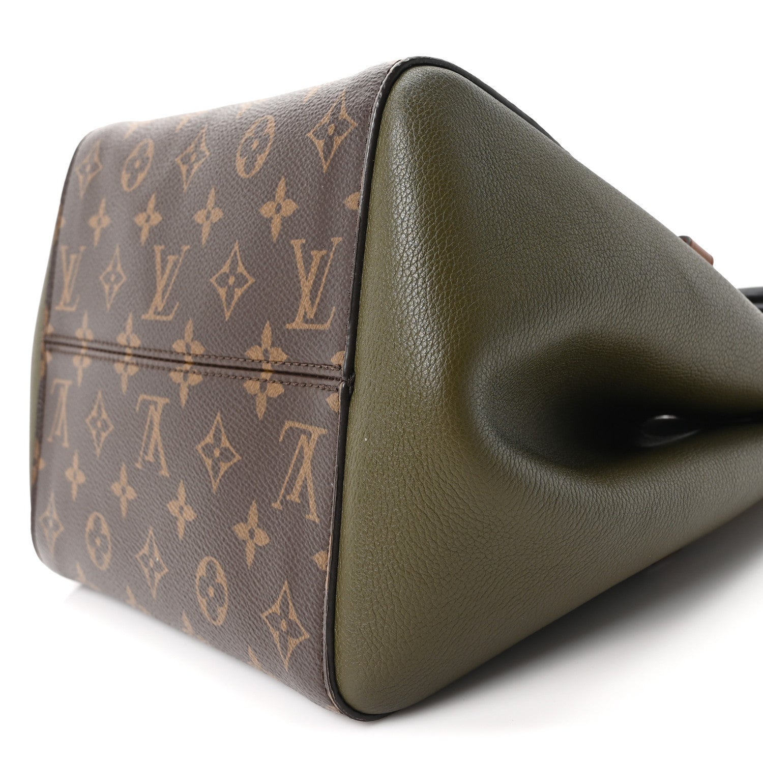 Louis Vuitton Calfskin Monogram Fold Tote Black Khaki Cream