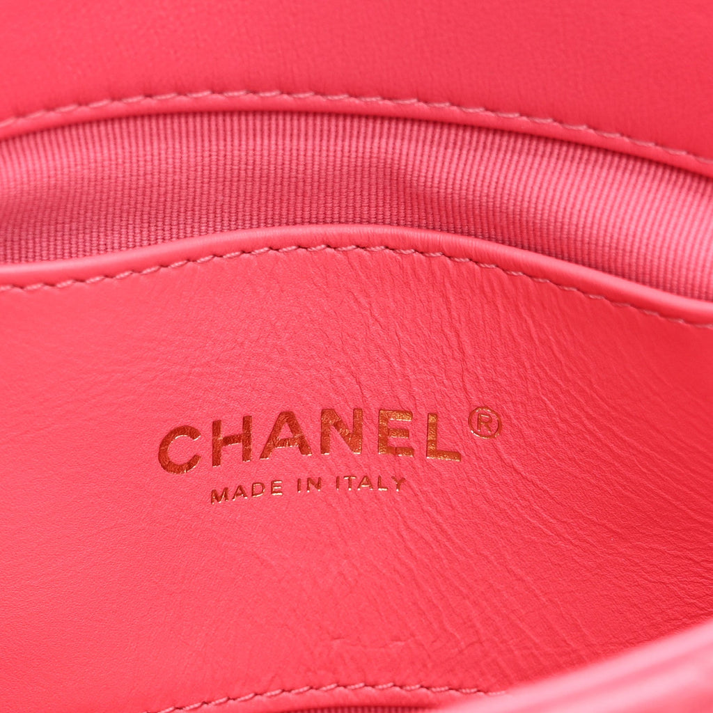 Chanel Lambskin Plexiglass Quilted Coco Love Mini Flap Pink