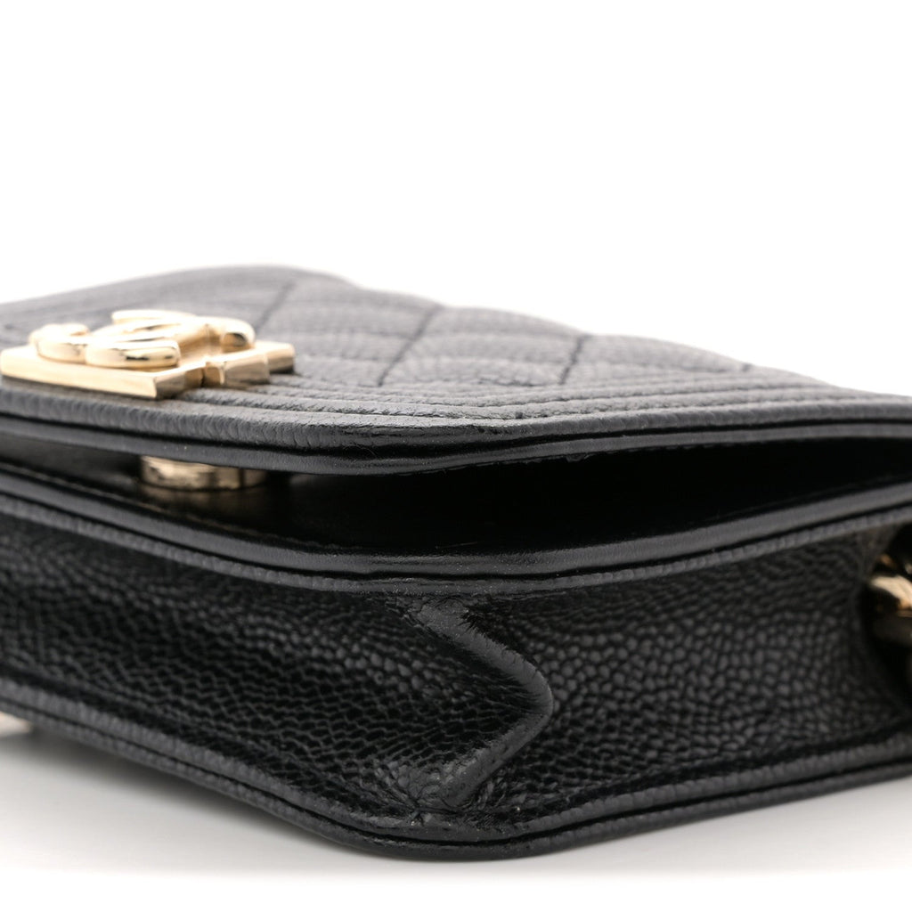 Chanel Caviar Quilted Boy Flap Waist Belt Bag Black