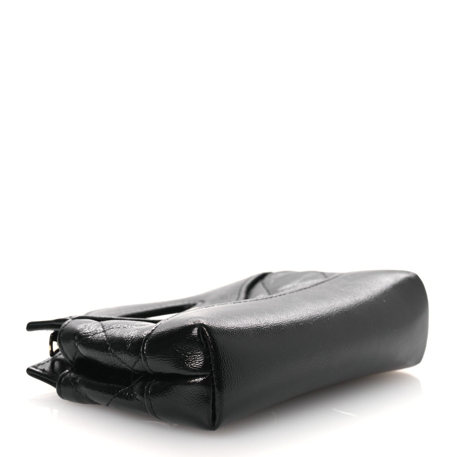 Chanel Shiny Lambskin Quilted Micro 31 Clutch With Chain Black