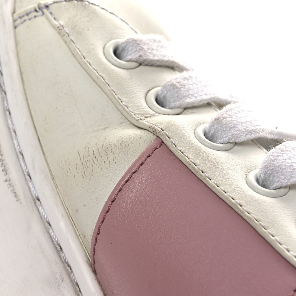 Prada Vitello Soft Logo 45mm Platform Sneakers 35.5 White Pink