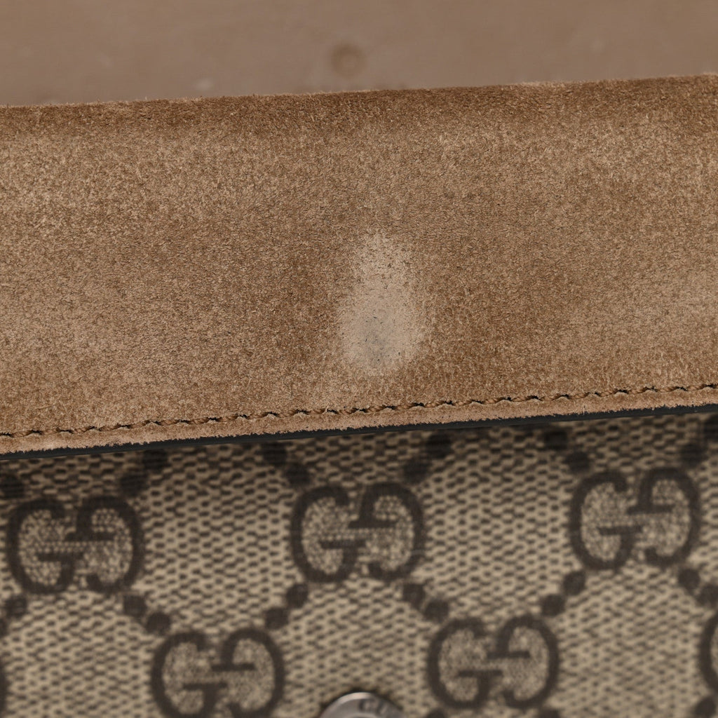 Gucci GG Supreme Monogram Super Mini Dionysus Shoulder Bag Taupe
