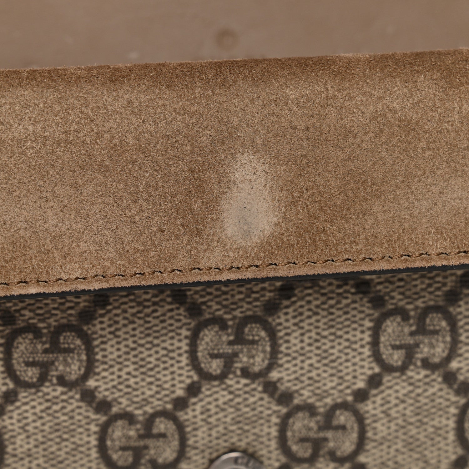 Gucci GG Supreme Monogram Super Mini Dionysus Shoulder Bag Taupe