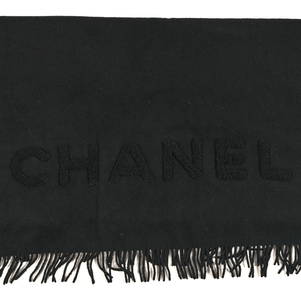 Cashmere Fringe Stole Scarf Black