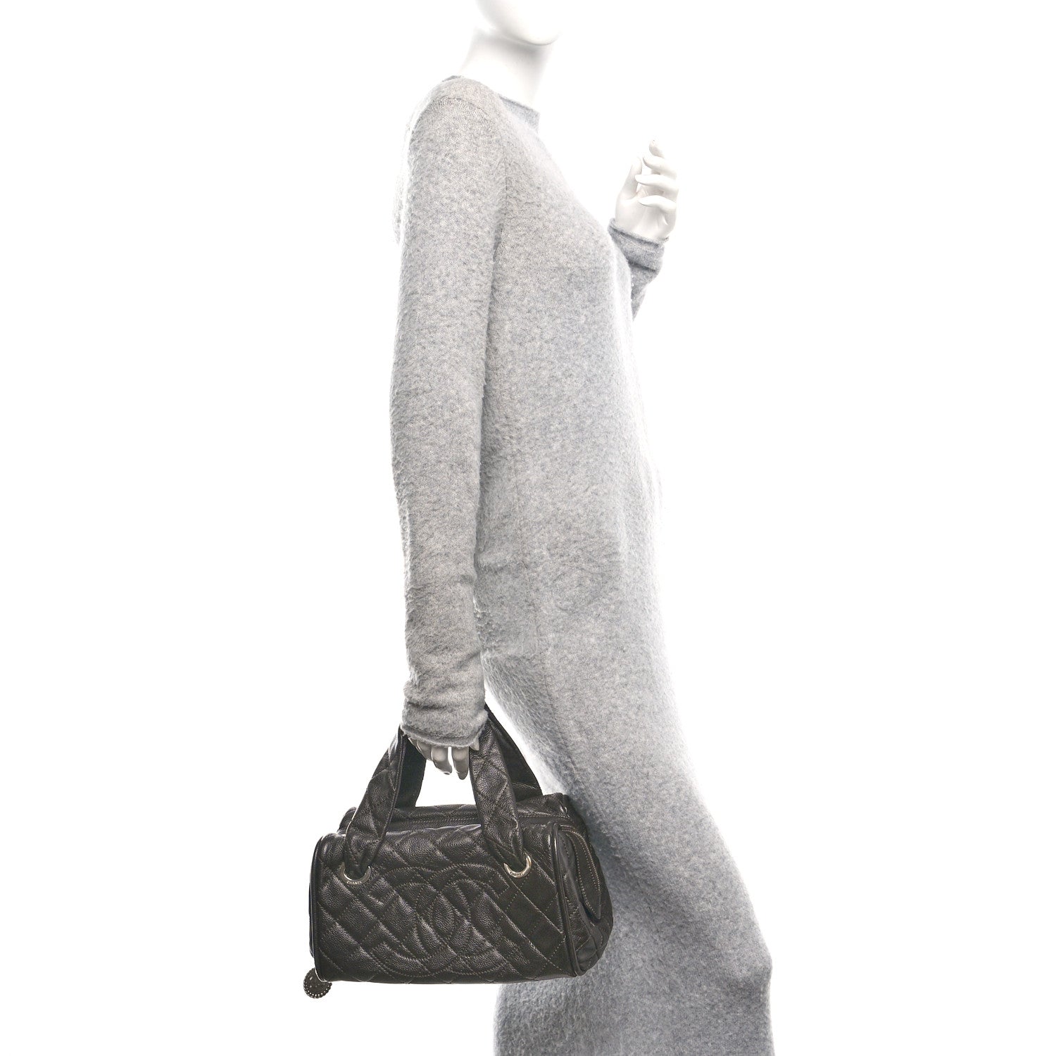 Chanel Caviar Quilted CC Timeless Bowler Dark Brown