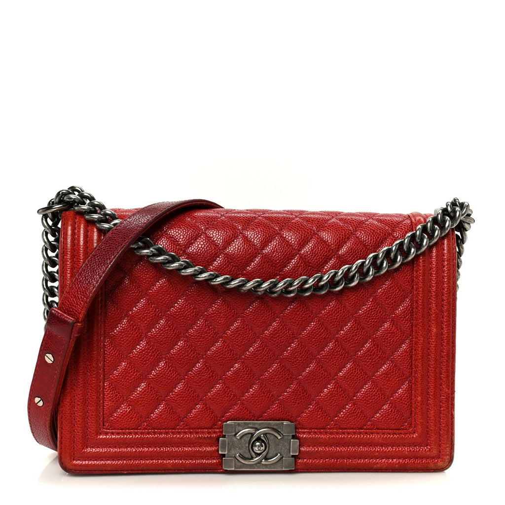 Chanel Caviar Quilted New Medium Boy Flap Dark Red