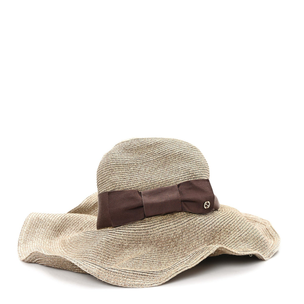 Gucci Paper Blend Wide Brim Hat S Brown