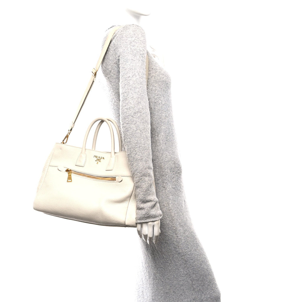 Prada Vitello Daino Top Handle Tote Talco