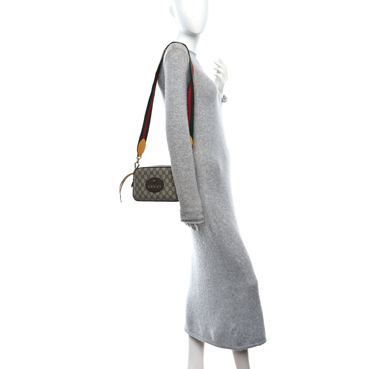 Gucci GG Supreme Monogram Web Neo Vintage Shoulder Bag Beige New Acero Crop