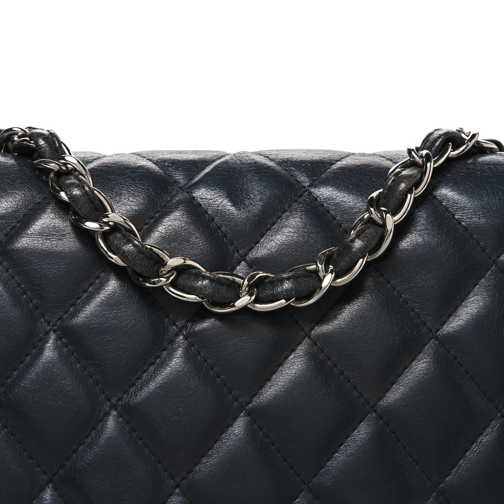 Chanel Lambskin Quilted Jumbo Single Flap Grey