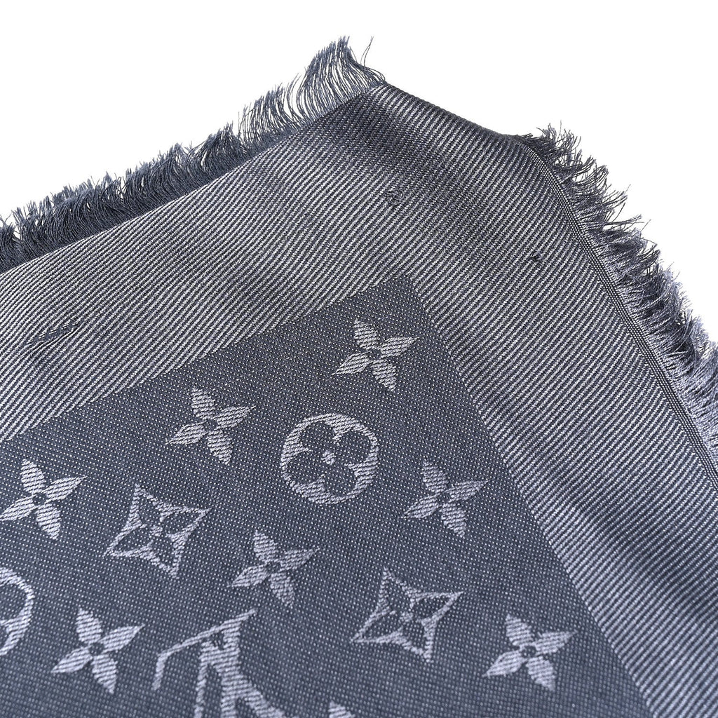 Louis Vuitton Silk Lurex Wool Monogram Shine Shawl Carbone