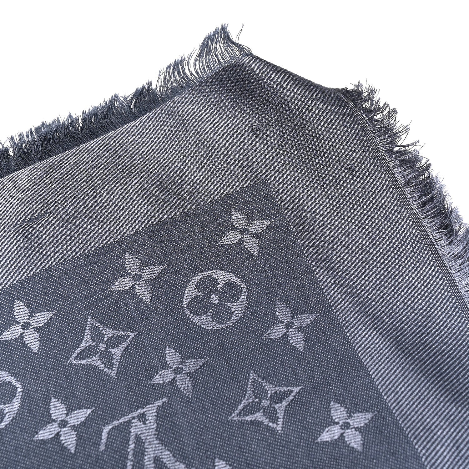 Louis Vuitton Silk Lurex Wool Monogram Shine Shawl Carbone