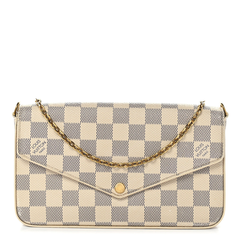 Louis Vuitton Damier Azur Pochette Felicie Chain Wallet Rose Ballerine