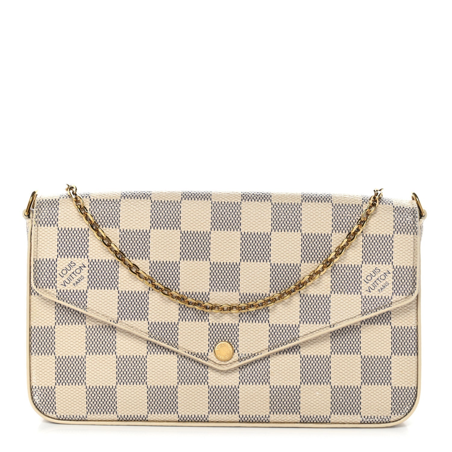 Louis Vuitton Damier Azur Pochette Felicie Chain Wallet Rose Ballerine