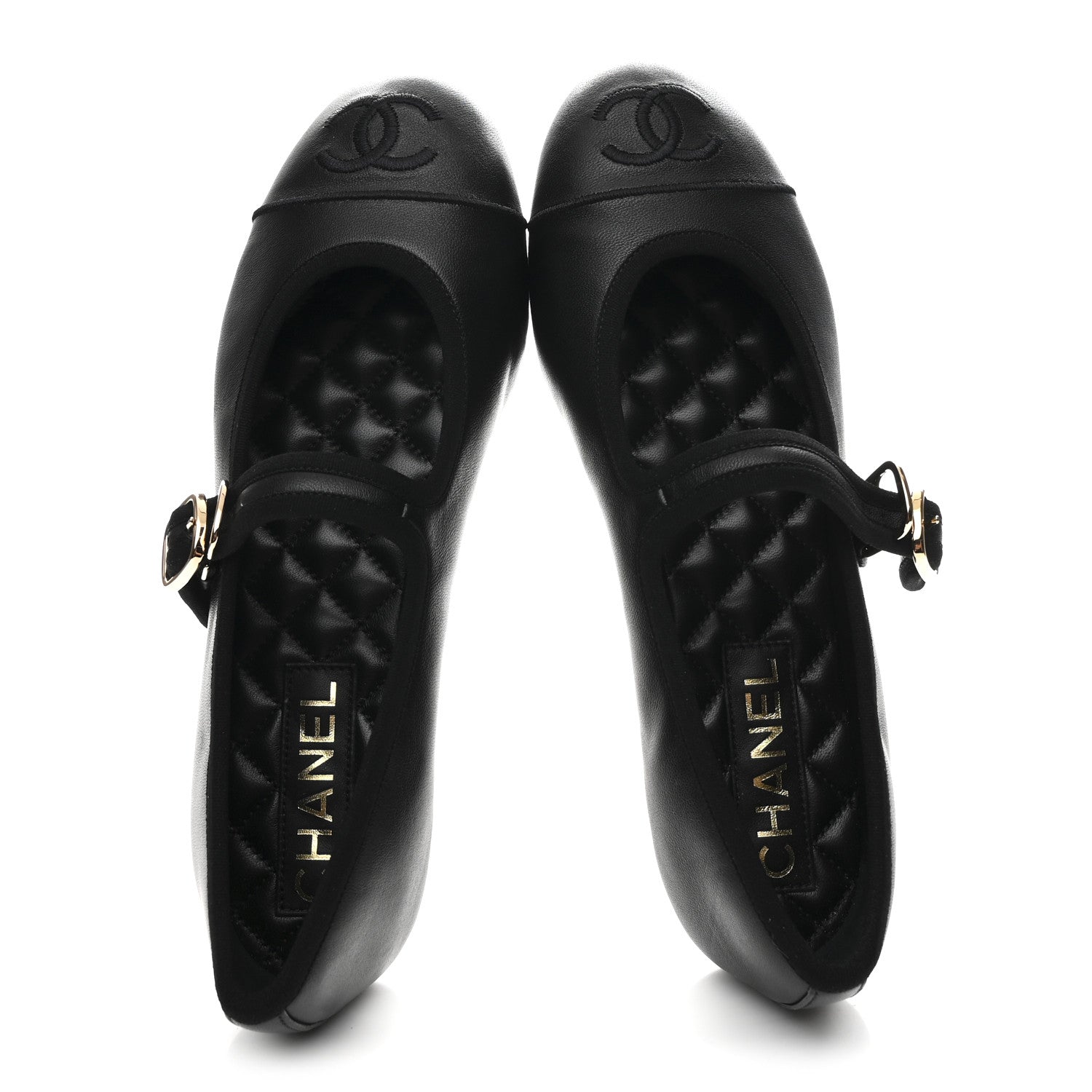 Lambskin Mary Jane Flats 37 Black