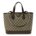 Gucci GG Supreme Monogram Textured Calfskin Small Ophidia Shoulder Tote Bag Beige Ebony New Acero