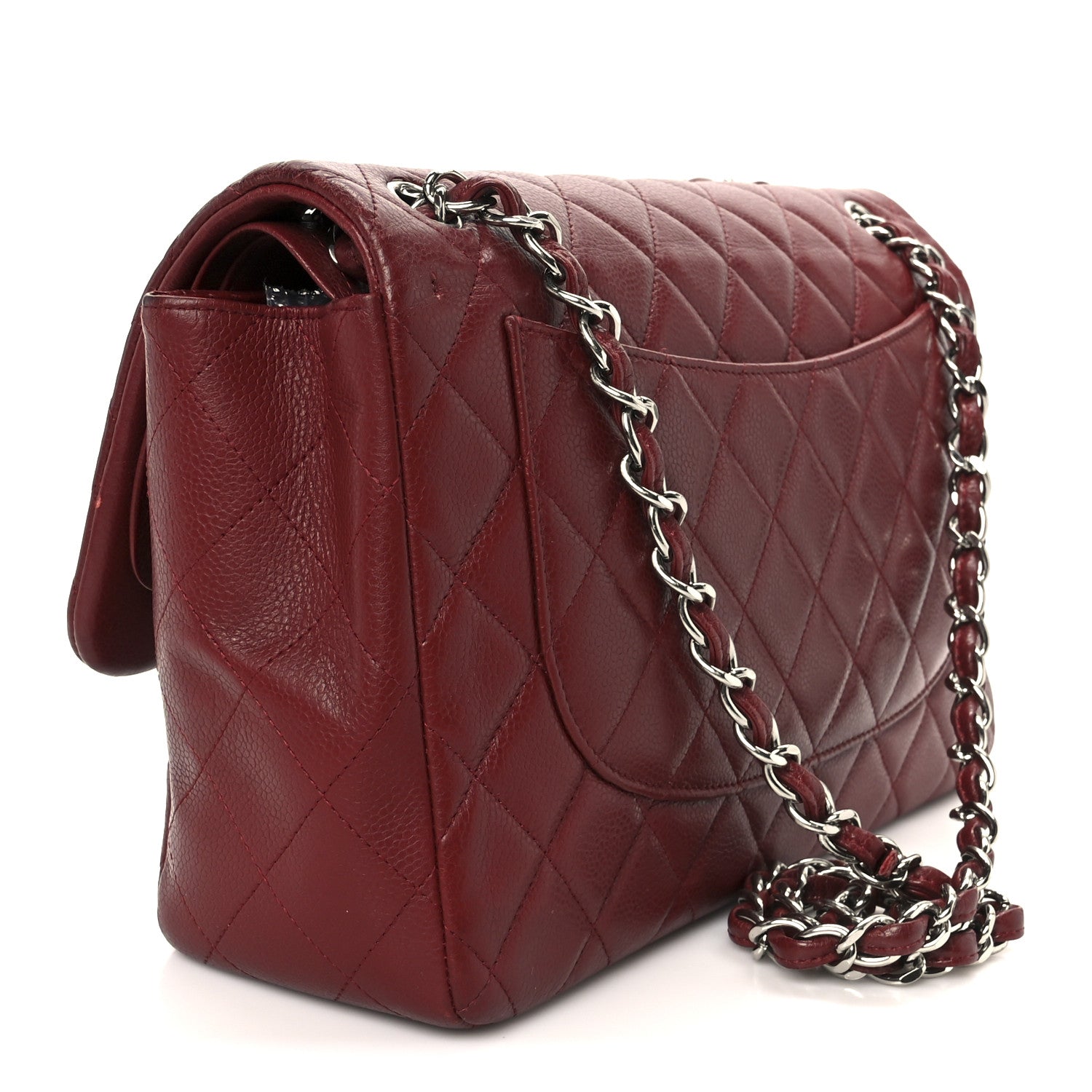 Chanel Caviar Quilted Jumbo Double Flap Dark Red