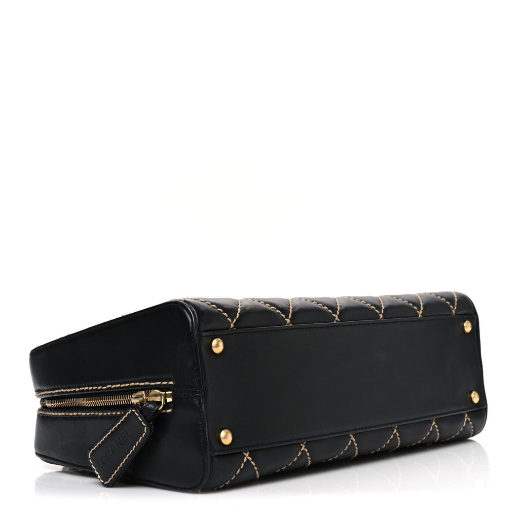 Chanel Calfskin Wild Stitch Top Handle Bag Black