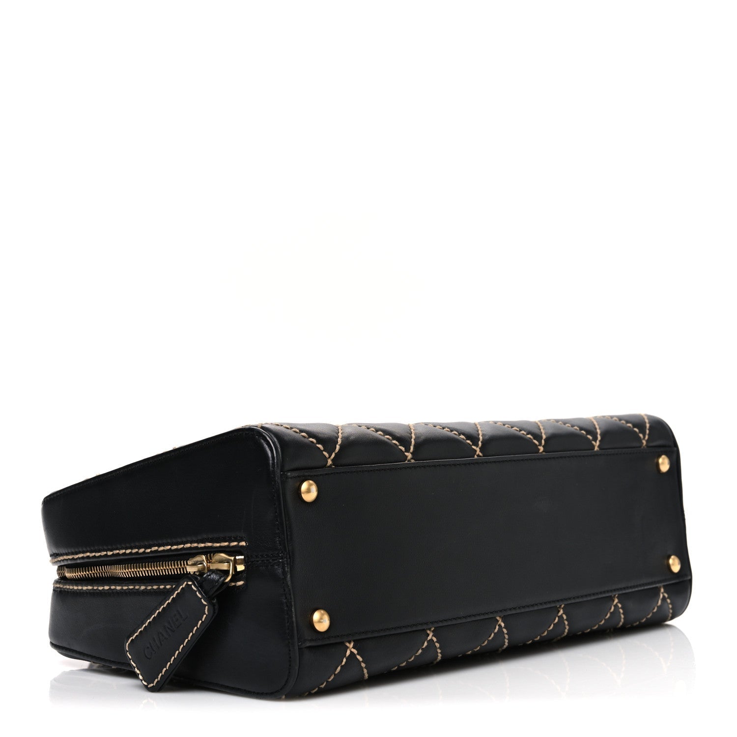 Chanel Calfskin Wild Stitch Top Handle Bag Black