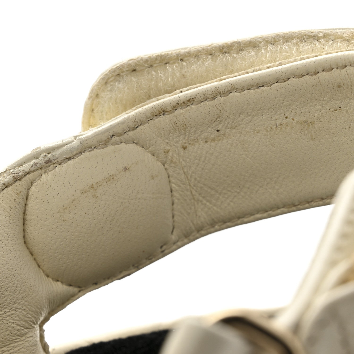 Chanel Shiny Calfskin Quilted Wedge Sandals 36 Ivory