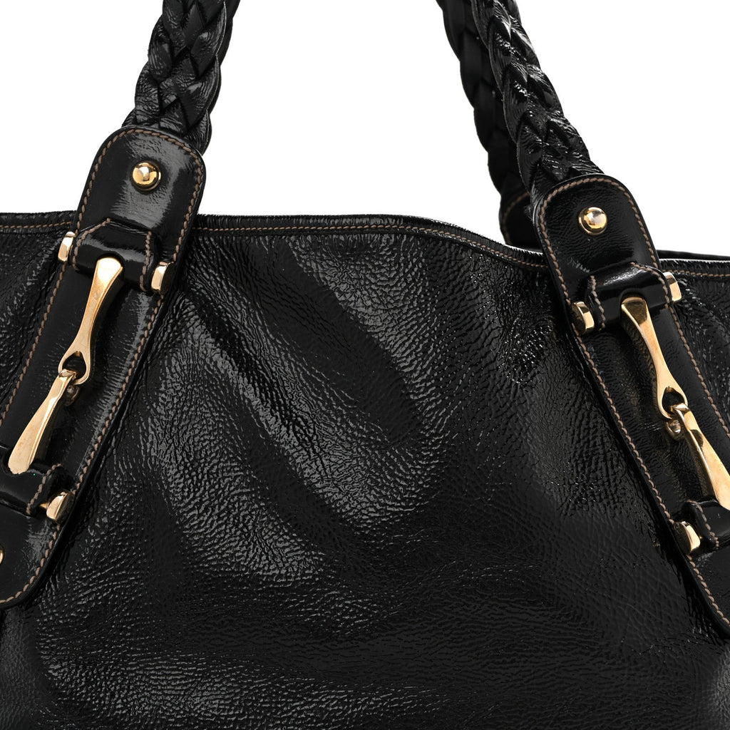 Gucci Patent Medium Pelham Shoulder Bag Black