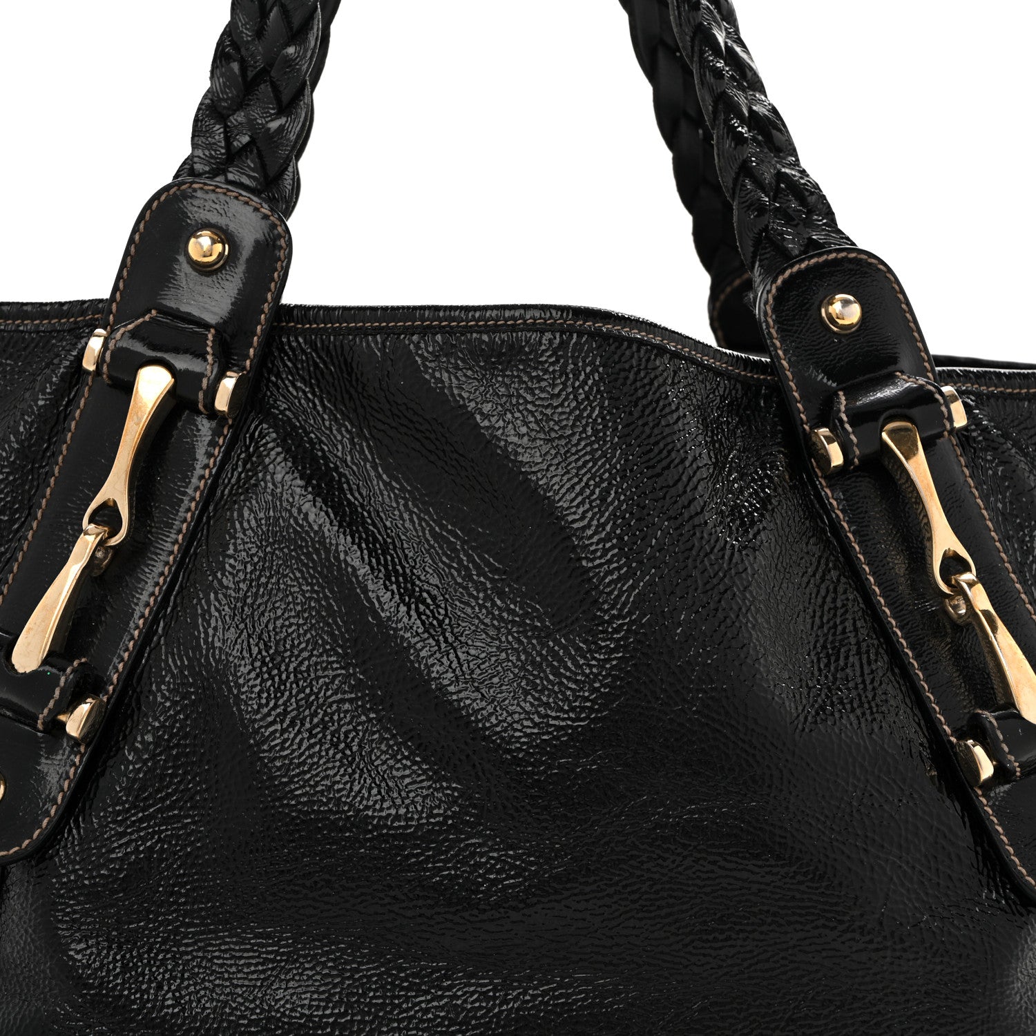 Gucci Patent Medium Pelham Shoulder Bag Black