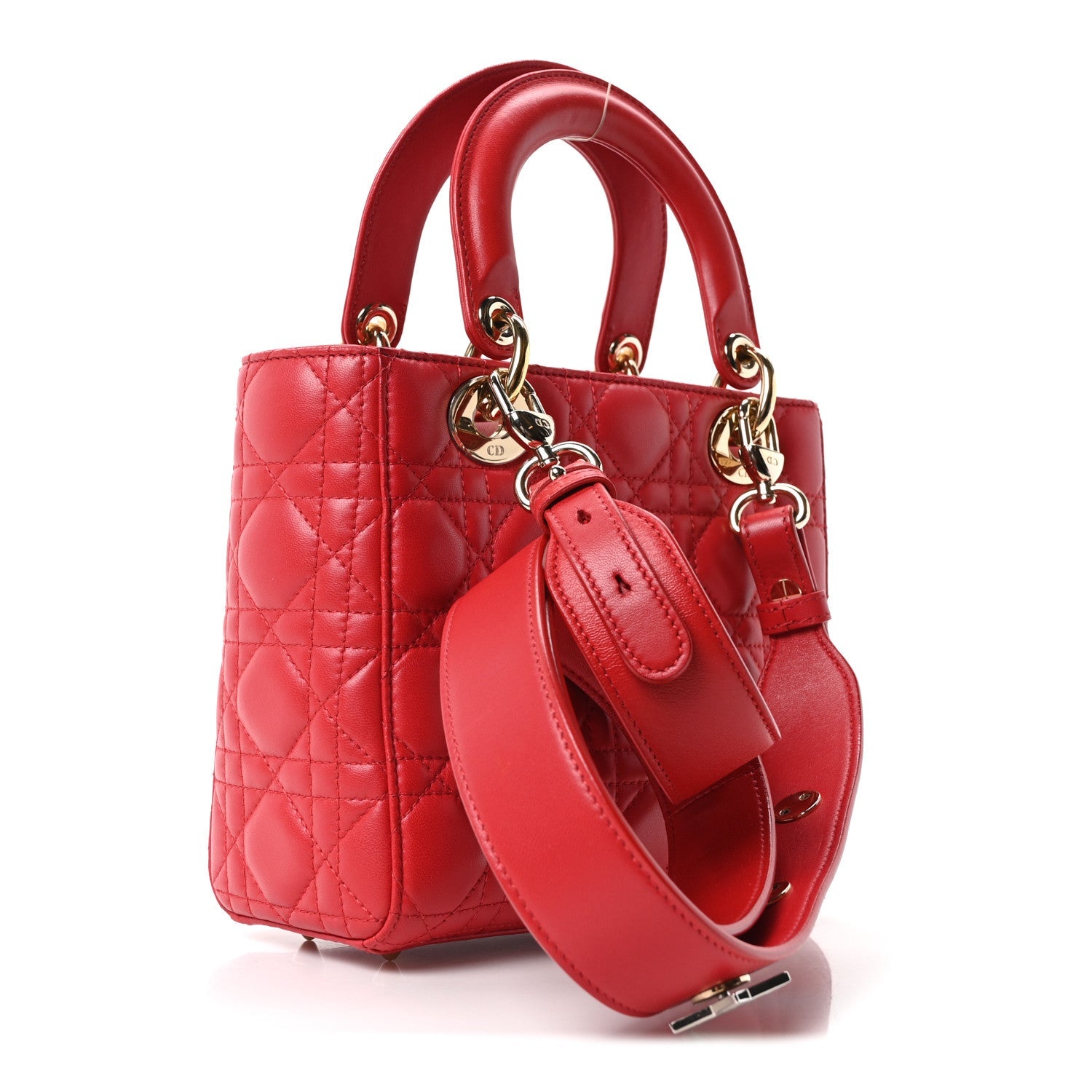 Christian Dior Lambskin Cannage Small Lucky Badges Lady Dior Red
