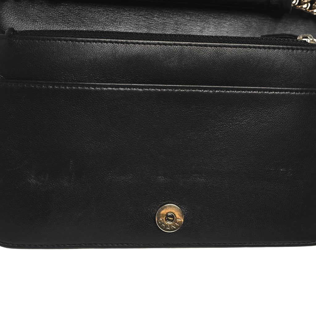 Chanel Lambskin Chevron Boy Wallet On Chain WOC Black