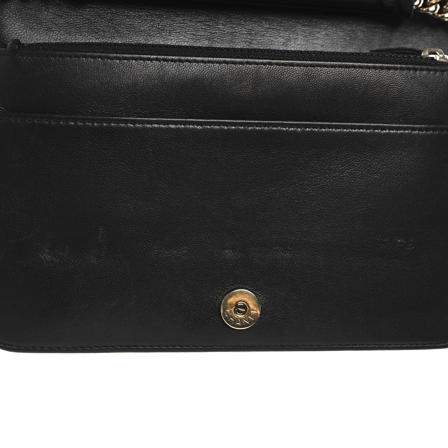 Chanel Lambskin Chevron Boy Wallet On Chain WOC Black